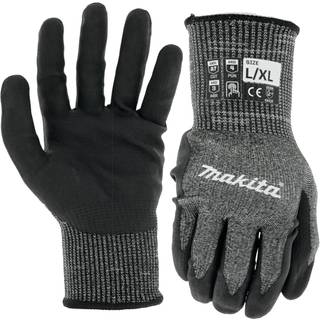 Makita Unisex FitKnit T 04145 Advanced FitKnit Cut Level 7 Nitrile Coated Dipped Gloves Large X Large Gray/Black Large X-Large Us