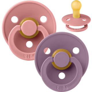 BIBS Rund Colour Sut - 2-Pak - Str. 1 - Naturgummi - Dusty Pink/Mauve