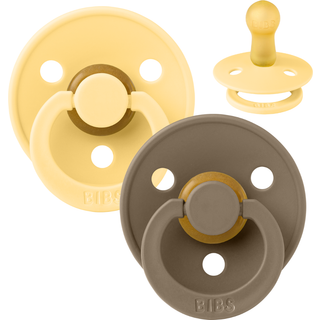 BIBS Rund Colour Sut - 2-Pak - Str. 2 - Naturgummi - Pale Butter/Dark Oak