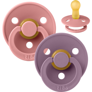 BIBS Rund Colour Sut - 2-Pak - Str. 2 - Naturgummi - Dusty Pink/Mauve