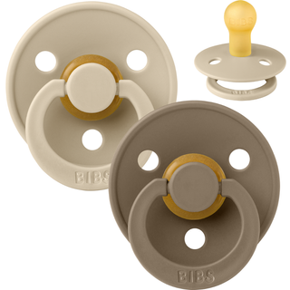 BIBS Rund Colour Sut - 2-Pak - Str. 1 - Naturgummi - Vanilla/Dark Oak