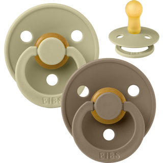 BIBS Rund Colour Sut - 2-Pak - Str. 2 - Naturgummi - Khaki/Dark Oak