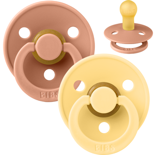 BIBS Rund Colour Sut - 2-Pak - Str. 1 - Naturgummi - Peach/Pale Butter