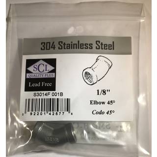 Kvindelig albue 45 1/8 """" SS (pakke p? 1)