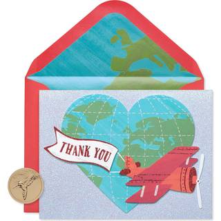 Papyrus tak kort med konvolutter klode og fly med glitter (8-t?lling)