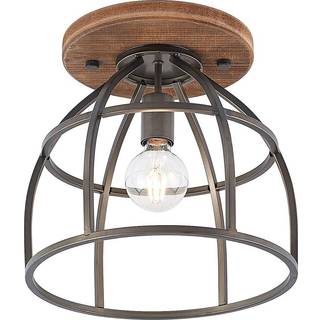 Lindby loftspot Rutger, Ø 34 cm, træ, bur, E27