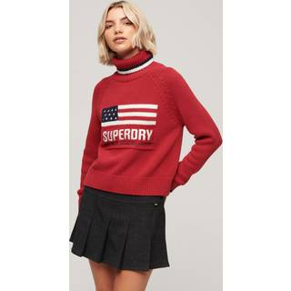 Superdry Superdry Red Americana Roll Neck Knit Jumper