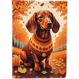 Caroline's Treasures DAC1043CHF Dachshund Fall House Flag Stor veranda ærme pol dekorativt uden for gårdspladser Artwork Wall Hanging Polyester H