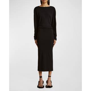 Khaite Trina midi dress - black - M