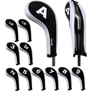 Andux -nummer Print Golf Iron Club Hoved d?kker lang hals med lynl?s 12stk/s?t sort/hvid