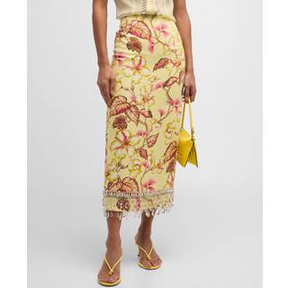 Zimmermann Matchmaker embellished linen midi skirt - yellow - XS
