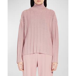 Max Mara Beira ribbed-knit virgin wool turtleneck sweater - pink - XL