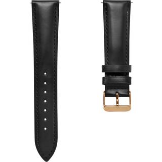 21mm Sort Urrem i Læder med Rosenguldfarvet Spænde – Quick Release