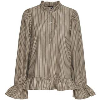 PIECES dame top PCASSRA - Silver Mink BLACK - S