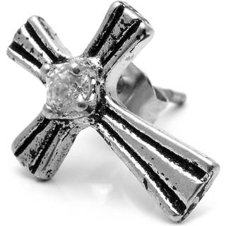 Sentio | Sølvfarvet Rustfri Stål Zirconia Royalt Kors Ørestik