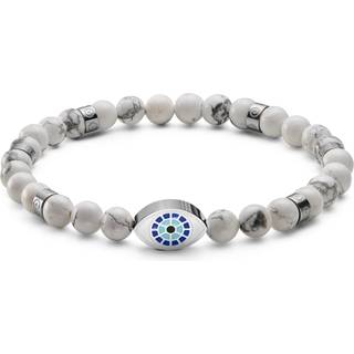 Evil Eye | Sølvfarvet Howlit Perle Armbånd