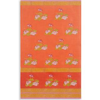 Lisa Corti Bath Linens - 'Tea Flower' beach towel, red and orange in orange Cotton Muslin