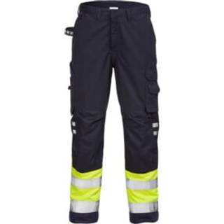 Fristads 121355 Flamestat Hi Vis bukser kl.1 2176 / Arbejdsbukser Hi-Vis gul/Marine D92
