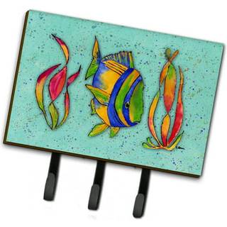 """" Caroline's Treasures 8569th68 Tropical Fish on Teal Leash eller Key Holder Large Multicolor """"