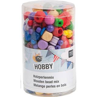 Holz-Perlen Mix mehrfarbig 200g - Mehrfarbig