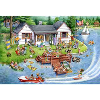 Vermont Christmas Company Lakeside Fun Jigsaw Puzzles For Kids - 100 Piece Slästa pussel för barn och seniorer - Stora tjocka hållbara pussel gjo