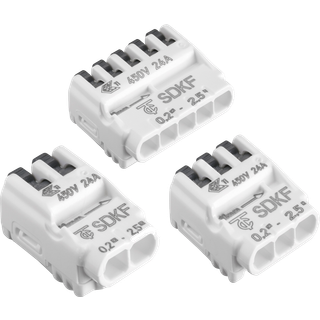 E-line fjeder samlemuffe 2 3 5 polet mix hvid 20-pak