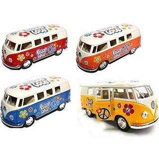 12 stk i boks: 5 """" Klassisk 1962 Volkswagen Van med mærkat 1:32 skala (grøn/maroon/rød/gul) af frokart