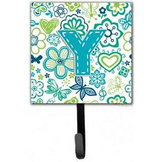 """" Caroline's Treasures CJ2006-YSH4 Brev Y Blomster og sommerfugle Teal Blue Leash eller Key Holder Small Multicolor """"