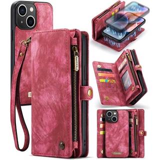 iPhone 15 Caseme 2-i-1 Multifunktionel Pung Cover - Rød