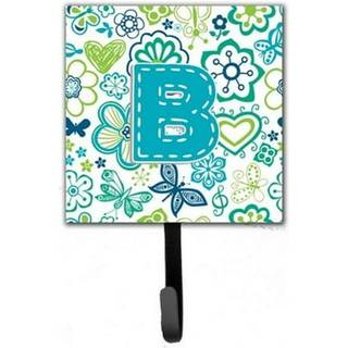 """" Caroline's Treasures CJ2006-BSH4 Letter B Blomster og sommerfugle Teal Blue Leash eller Key Holder Small Multicolor """"