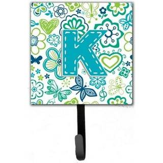 """" Caroline's Treasures CJ2006-KSH4 Brev K blomster og sommerfugle Teal Blue Leash eller Key Holder Small Multicolor """"