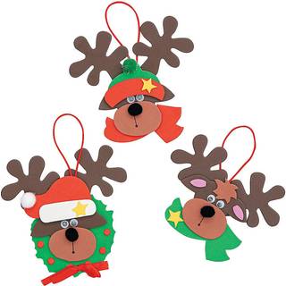 Skum Reindeer Holiday Ornament Craft Kit - Pack med 12 sæt