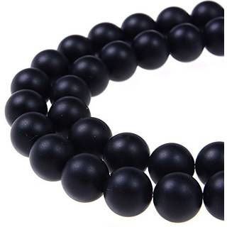Pltbeads smukke sort onyx agat naturlig ?delsten l?se perler 10 mm matte runde ca. 15,5 tommer DIY armb?nd halsk?de til smykker