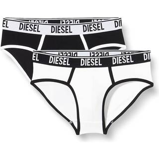 Diesel 2-Pack Contrast Cotton Briefs - Black - White