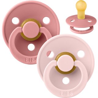BIBS Rund Colour Sut - 2-Pak - Str. 1 - Naturgummi - Dusty Pink/Blossom