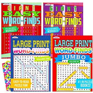 Word Find puslespilsb?ger til voksne seniorer - S?t med 4 jumbo Word -s?geb?ger med stort tryk (over 380 sider i alt med bogm?rke)