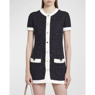 Valentino VGold sequined tweed minidress - blue - XXS
