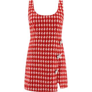 Self-Portrait Checked bouclÃ© minidress - red - L