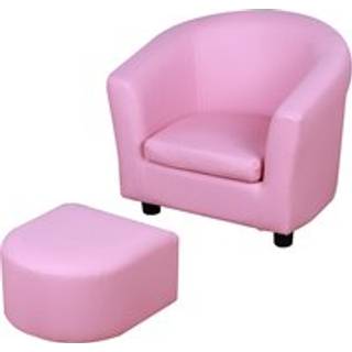 HOMCOM Children's Mini Sofa with Footstool, Thick Padding, Anti-slip Feet, 30 x 28 x 21cm, Pink Aosom UK