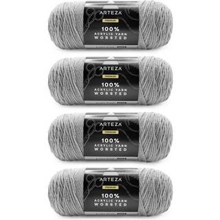 Arteza Akrylgarn til h?kling af 4 x 200 -G Skeins of Worsted Yarn til strikning af en lille skyggefuld A005 -maskinvaskbar strikning af h?klet fo
