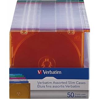 Verbatim CD DVD Blu -ray Disc Slim Storage Disc Cases 0,2 tommer forskellige farver 50 Pack (40 klare -10 farver) -71128