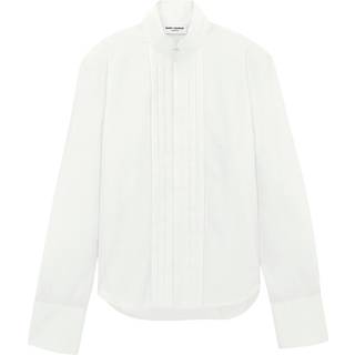 SAINT LAURENT - Grandad-Collar Bib-Front Cotton-Poplin Tuxedo Shirt - Men - White - 39