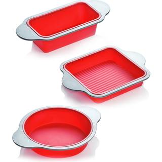 Boxiki Kitchen Silicone Baking Pander Set. 3 stk. Professionel silikone non-stick bage kage panders s?t inkluderer silikone rund kage pan firkant