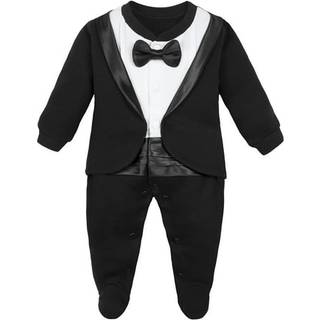 Lilax Baby Boy Gentleman Tuxedo Footie Christmas Holiday Outfit With Bow Tie (9 m?neder sort)