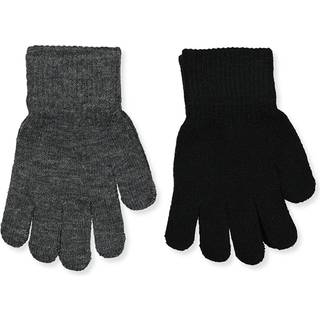 Melton - Strik handsker 2-pak - Dark grey melange - 10-14 år