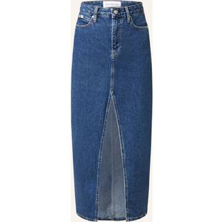 Calvin Klein Jeans Front Split Maxi Denim Skirt 1BJ Denim Dark 27