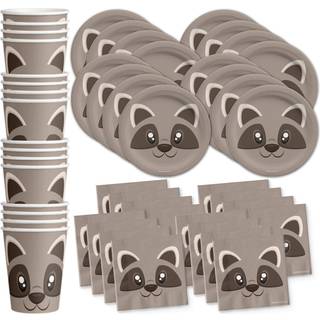 Raccoon Birthday Party Supplies Set Plates servietter Cups Tableware Kit til 16