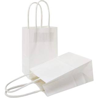 Azowa gaveposer mini sm? Kraft papirposer med h?ndtag (4 x 2,4 x 6 i hvide 12 stk)