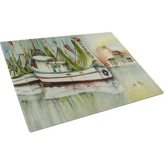 Caroline's Treasures JMK1068LCB Ocean Springs Shrimper Glass Cutting Board Stor dekorativt tempereret glas Køkkenskæring og serveringsplade Stor