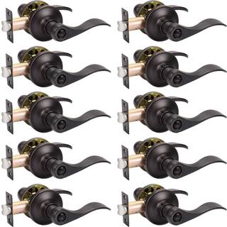 Knobwell 10 Pack Oil Rubbed Bronze Door Handle Privacy Door Lever Bed and Bath Lockset Lockset Oil Rubbed Bronze Finish Universal Handing Drop Le